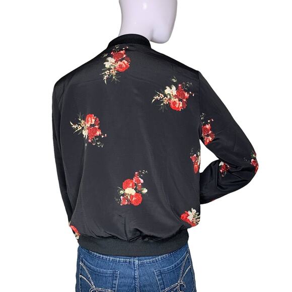 PHILOSOPHY Women Jacket Size S Black Floral Print Long Sleeve Zipper Down - Picture 7 of 12